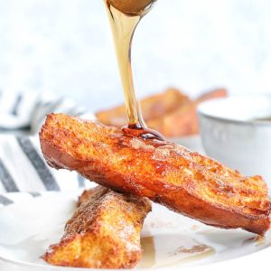 pumpkin pie french toast sticks with syrup