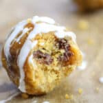 pumpkin chocolate chip bites with frosting