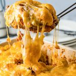 cheesy helping of sloppy joe casserole and tater tots