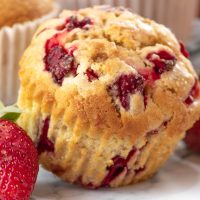 strawberry muffin with fresh strawberries