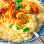 creamy cajun shrimp grits in a bowl