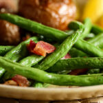 air fryer green beans with bacon pieces